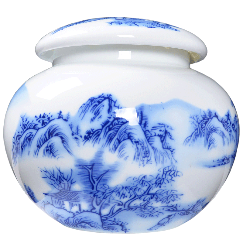 Chang ceramic crown caddy fixings large POTS sealed tank capacity 2 jins half tieguanyin with blue and white porcelain household gift box