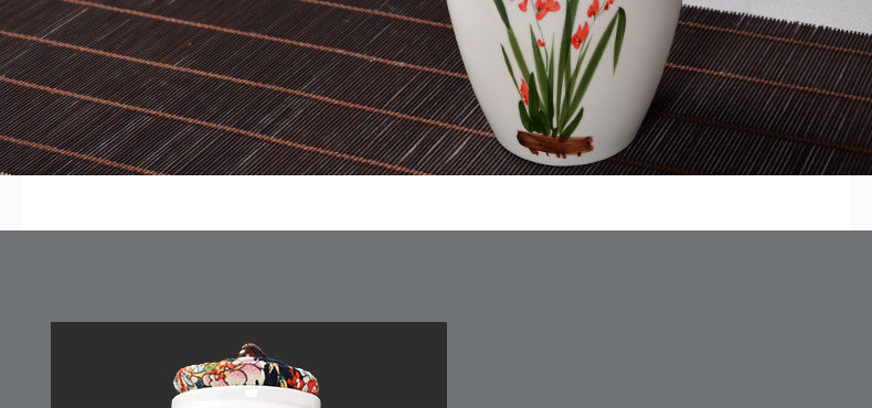 The Crown, jingdezhen ceramic powder enamel caddy fixings hand - made process large seal pot pot high moisture storage jar