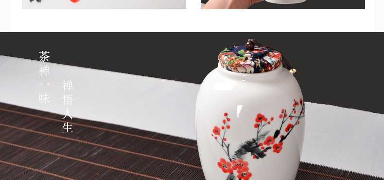 The Crown, jingdezhen ceramic powder enamel caddy fixings hand - made process large seal pot pot high moisture storage jar