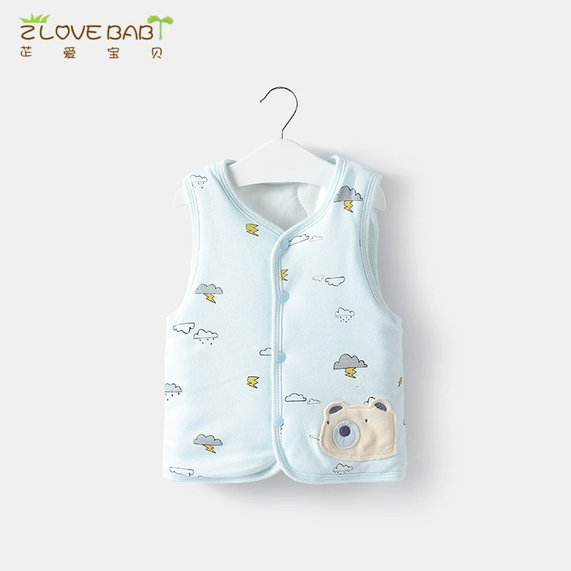 Áo khoác trẻ em sơ sinh mùa xuân và mùa thu mùa đông cotton vest nam và nữ Baby cotton nhồi bông vai để giữ ấm - Áo ghi lê