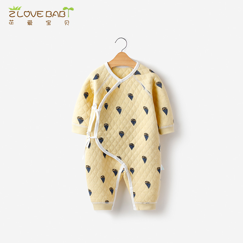 Newborn baby clothes Autumn and winter heating clothes Baby jumpsuit Newborn female male baby harem long sleeve