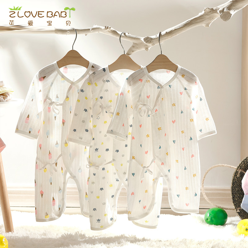 Baby Even body clothes Spring and autumn Summer lingerie newborn clothes 0-3 months 6 baby monk's clothes pure cotton one-piece suit and summer clothes