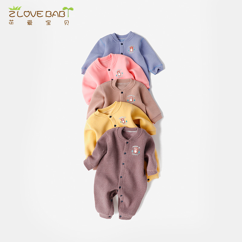 Baby clothes fall and winter clothes female newborn halo plus heat outgoing locker boybaby thickening cord clothes