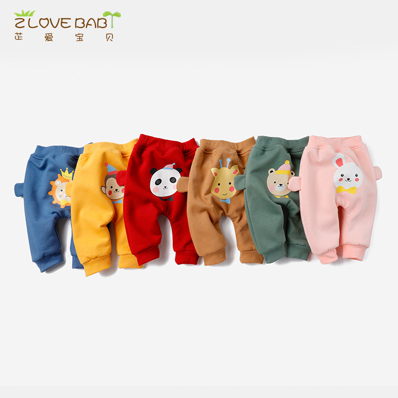 Baby pants autumn and winter outside wear Western style female baby winter clothing children's winter casual trousers men's plus velvet big PP pants