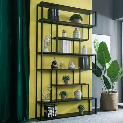 Simple entrance bookshelf net red shelf Wrought iron floor partition partition frame Creative living room office display rack
