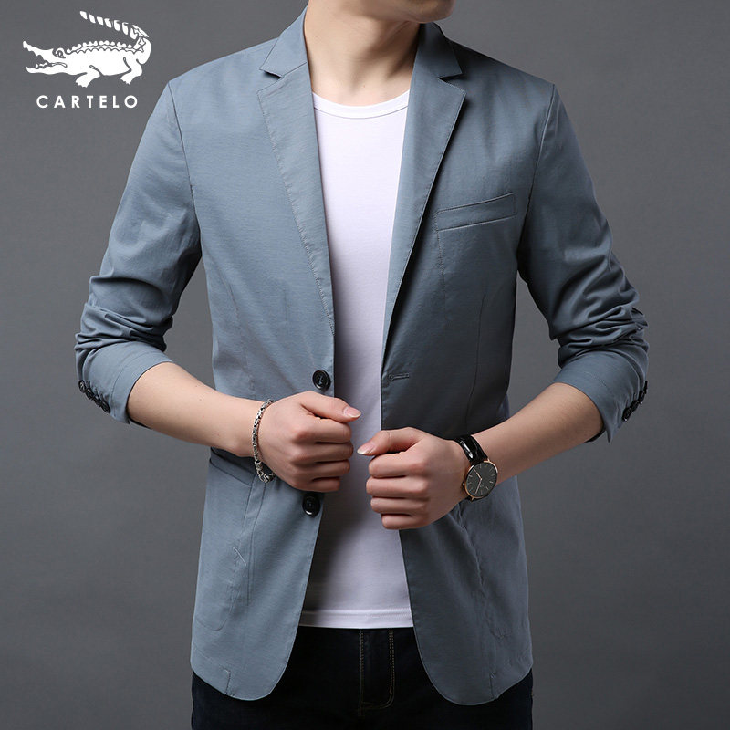 Kadile Crocodile Spring Men's Thin Small Suit Business Casual Solid Color Suit Korean Version Trendy Western Jacket