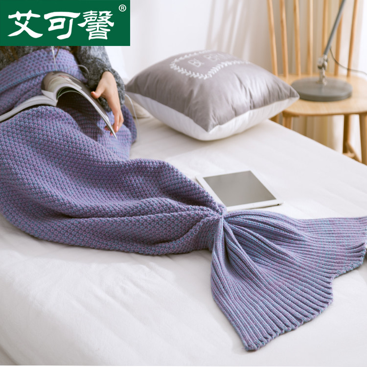 Minima Mermaid Tail Children Adult Blankets Summer Single Thin Sloth Sofa Blankets Knitted Blanket Fur Wire Blanket