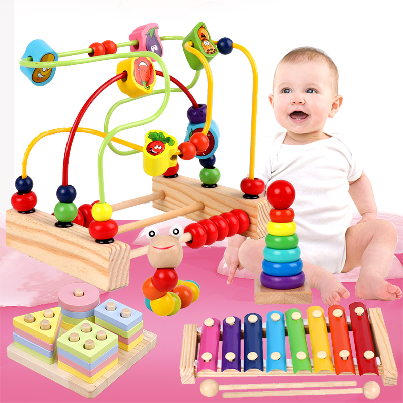 Baby Boy Around Pearl Toy 1-2 years old 0 puzzle early taught string beads building 9 Male girls 8 months Toddler Toy Wrap