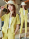 Yellow suit suit women's thin section small short section casual top spring and summer temperament short-sleeved small suit jacket