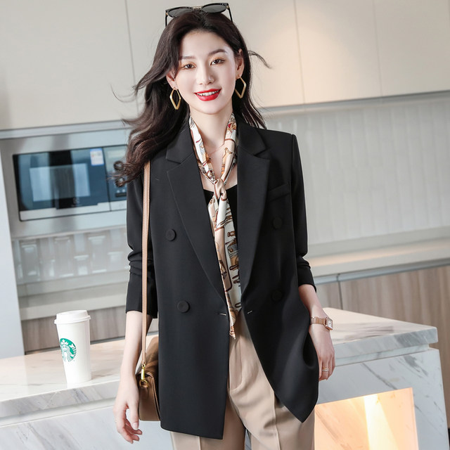 Coffee color suit jacket women's 2022 spring and autumn new casual high-end large size loose small suit spring goddess top