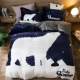 bộ đồ giường Cartoon flannel một gia đình bốn mùa đông dày cashmere san hô hai mặt áp dụng tờ doanh nghiệp giường Levin luật nhung 1.8m - Bộ đồ giường bốn mảnh