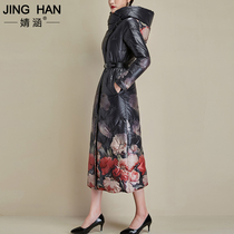 2021 Winter new explosive thick color coat female white duck down long knee to ankle bright down jacket