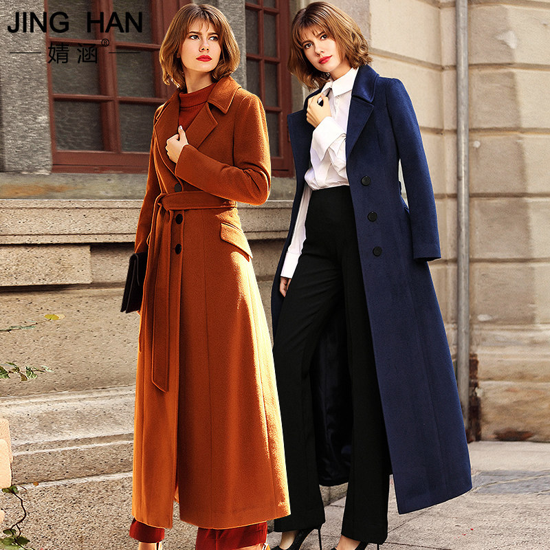 2021 popular coat women's winter new woolen woolen thickened non-cashmere long version woolen coat is longer than the knee