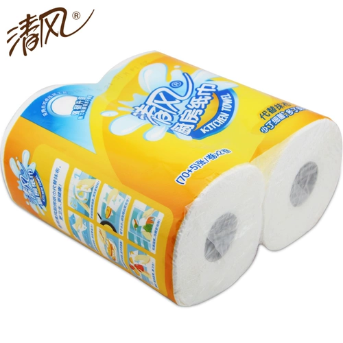 清风 75 кухонных кухонных бумажных бумажных бумажных бумаг*2 рулона загрязнения нефти и очистка загрязнения и нелегко разбить воду поглощением
