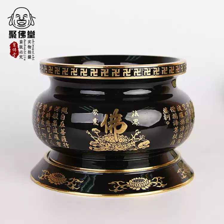 佛具特大号纯铜供炉双狮子头熏香炉三脚铜鼎光身素面无字线香炉