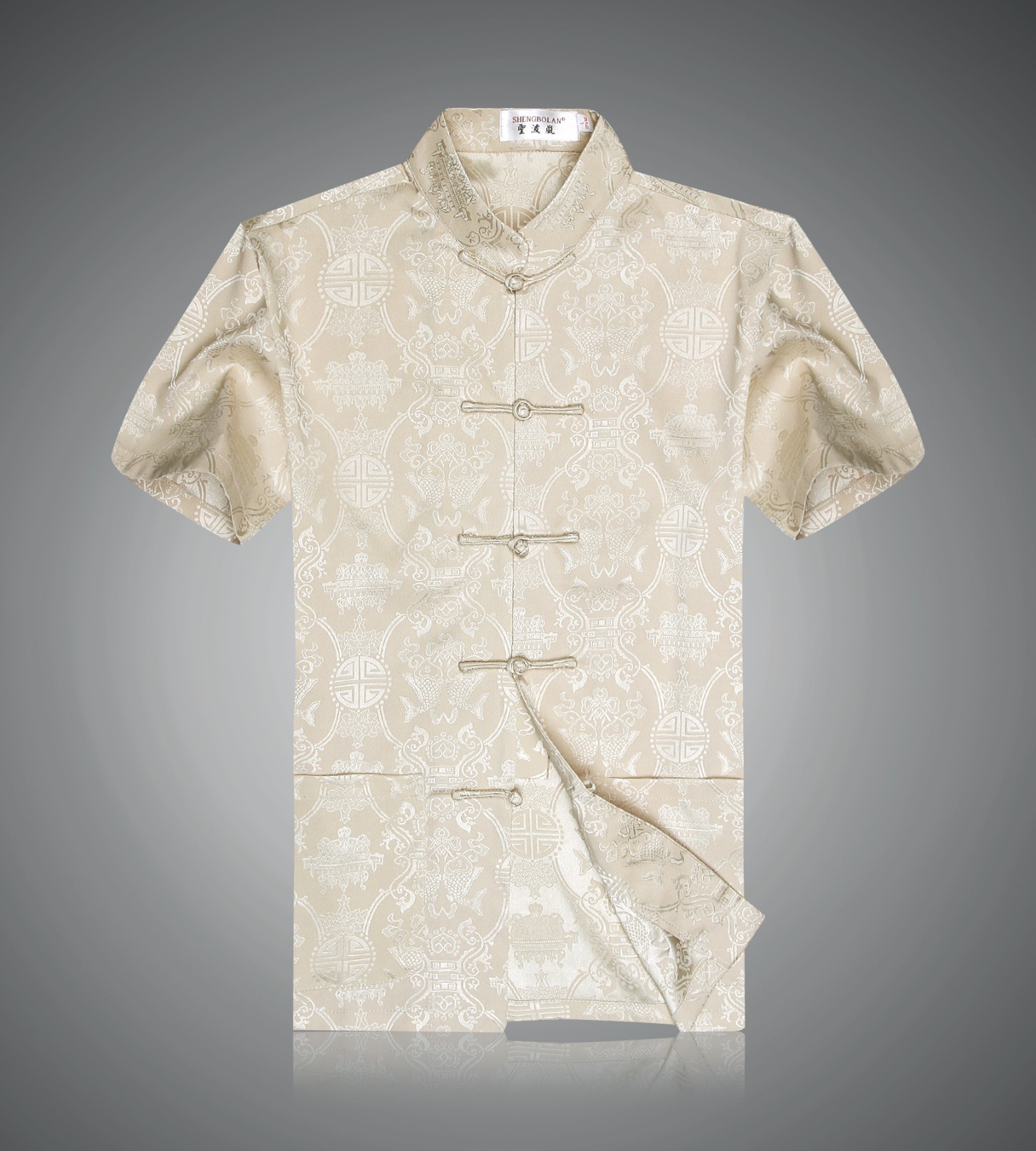 Summer Mulberry Silk Short Sleeve Tang Dress Shirt Mid-Aged Men Casual GaFat Increase Chinese Pan Button Genuine Silk Blouse