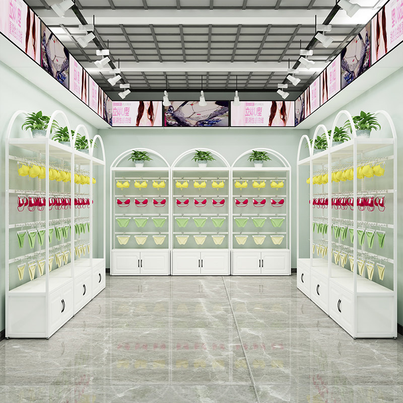 Lindgarment store shelves bra underpants display wall pajamas display cabinet gold shelf adjustable