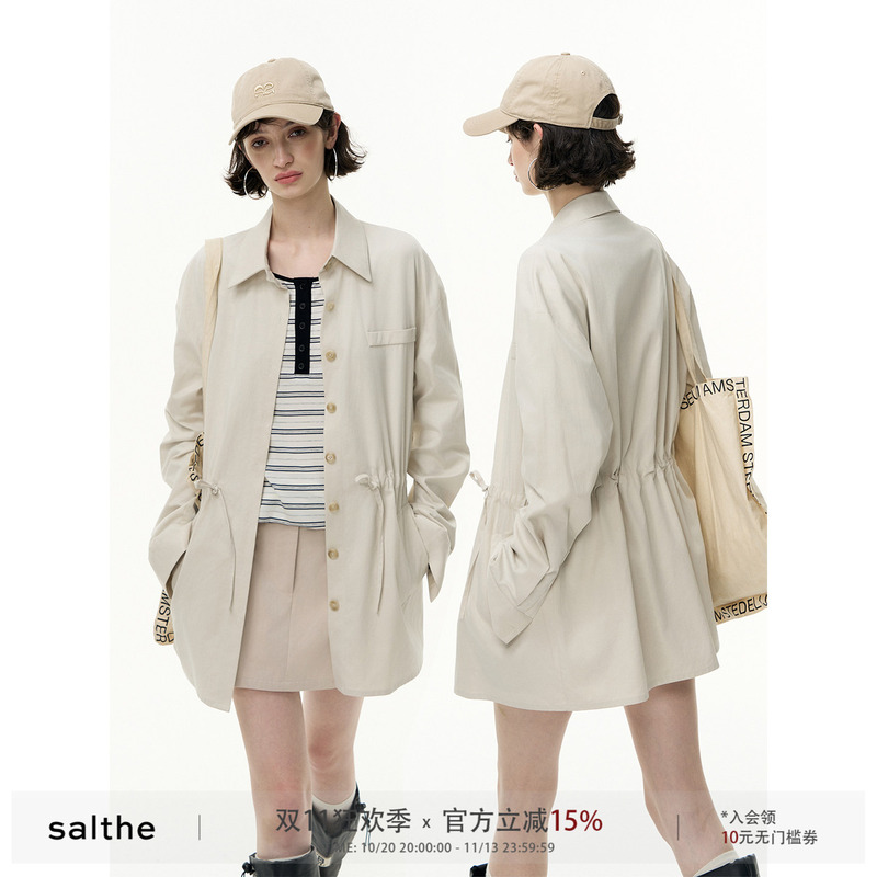 Salthe Salt Tea* Tencel Cotton High-End Smart Shirt Dress Waist-Slimming Ruched Dress'Capri' Salthe Salt Tea* Tencel Cotton High-End Smart Shirt Dress Waist-Slimming Ruched Dress'Capri'