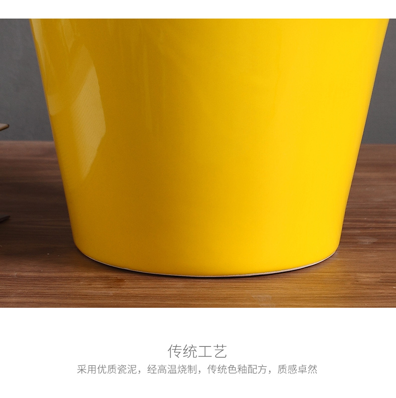 Micro act the role ofing industry flagship store yellow ceramic vase furnishing articles furnishing articles home decoration flower arrangement sitting room