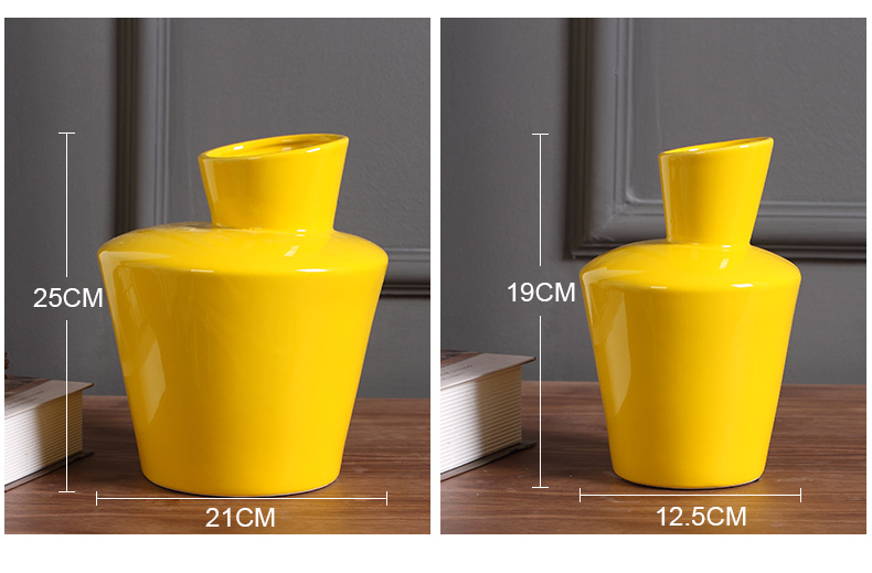 Micro act the role ofing industry flagship store yellow ceramic vase furnishing articles furnishing articles home decoration flower arrangement sitting room