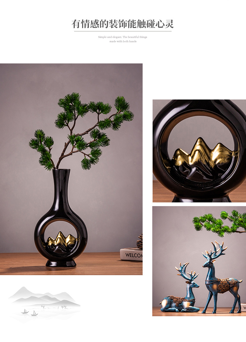 New Chinese style adornment soft furnishing articles wine sitting room adornment Chinese wind handicraft ceramic vases, household decoration