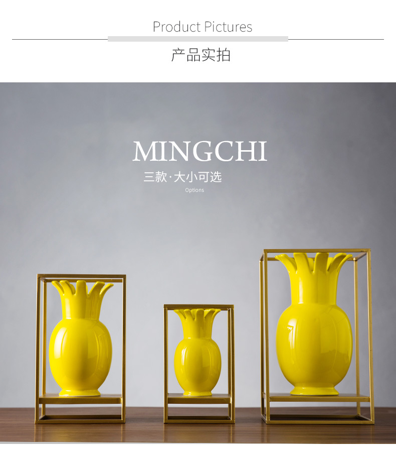 Yellow light decoration key-2 luxury furnishing articles three - piece suit the hotel restaurant new Chinese style decoration creative ceramic art atmosphere