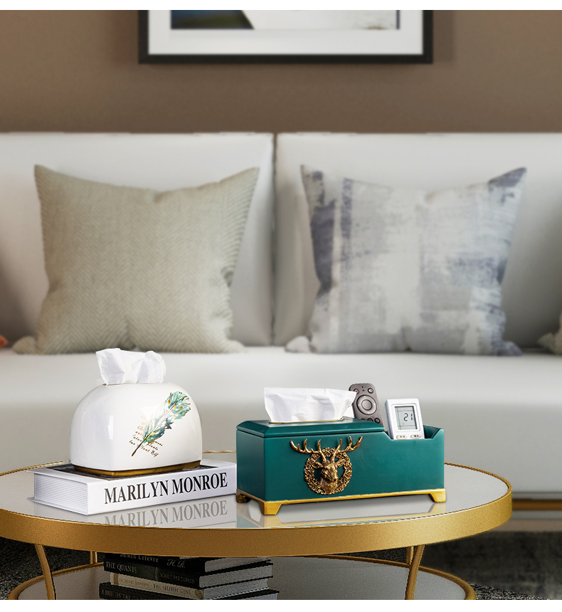 Tissue box is placed in the sitting room smoke paper napkin creative ceramic boreal Europe style table light much wind household ins paper