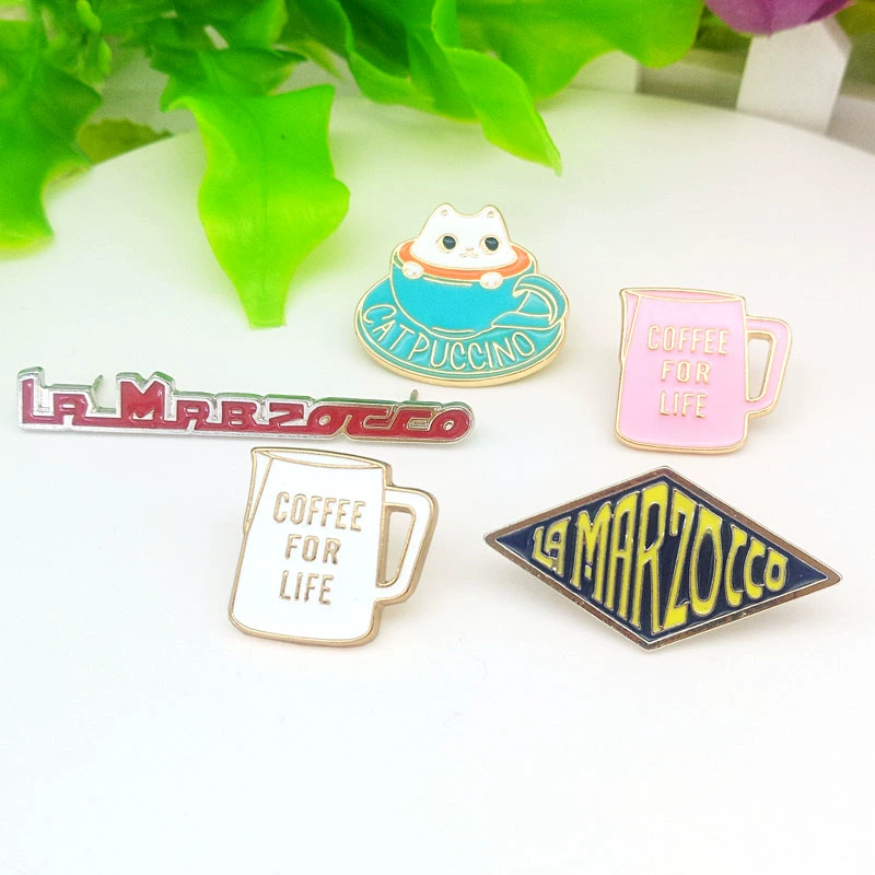 Đồ dùng cà phê thủ công nhà máy sản xuất hàng loạt cà phê nhỏ giọt trâm cài phụ kiện cappuccino pin huy hiệu - Trâm cài