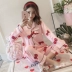 Phiên bản Hàn Quốc của mùa xuân và mùa thu kích thước lớn cho nữ đồ ngủ nữ pijama cotton Bộ Pajama