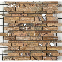 Coffee marble mosaic wall with natural stone tropical rainforest background wall toilet living room brick