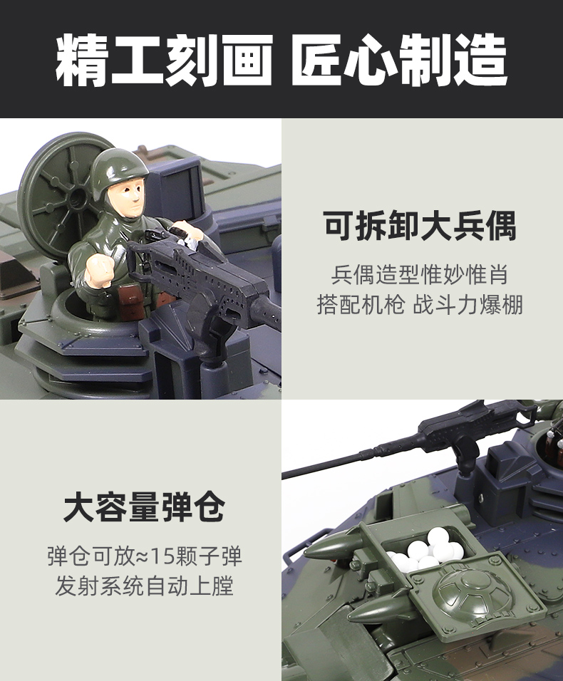 旗舰版 中国99式/德国豹2 1:18 仿真遥控坦克 50cm机身 图22