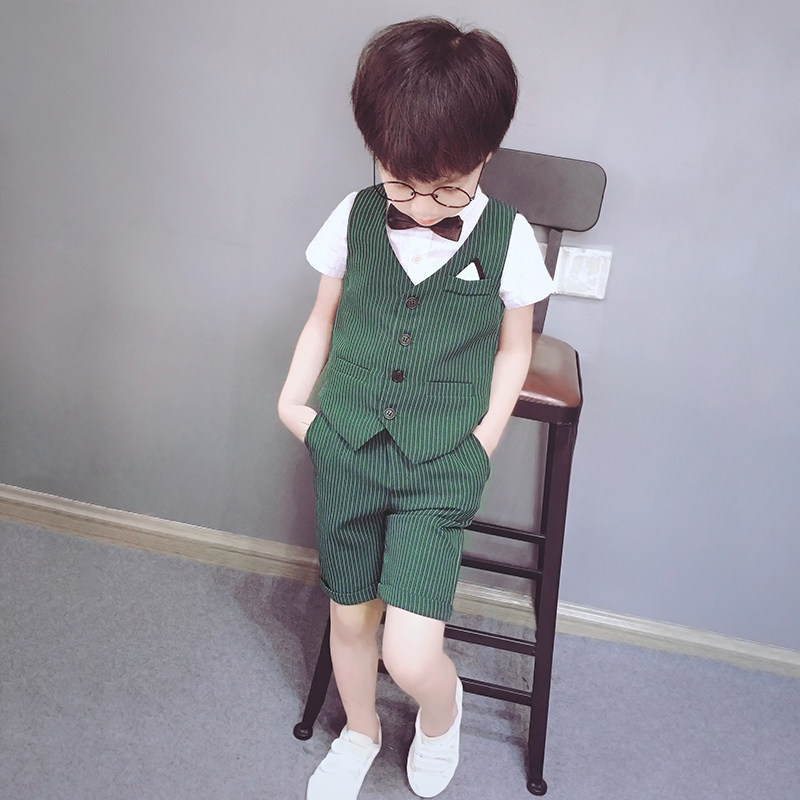 Children's host clothing boy small suit suit catwalk kindergarten flower girl dress summer handsome British style