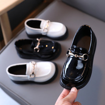 Boys small leather shoes white boy single shoe round soybean shoes spring and autumn British wind childrens black show shoes summer