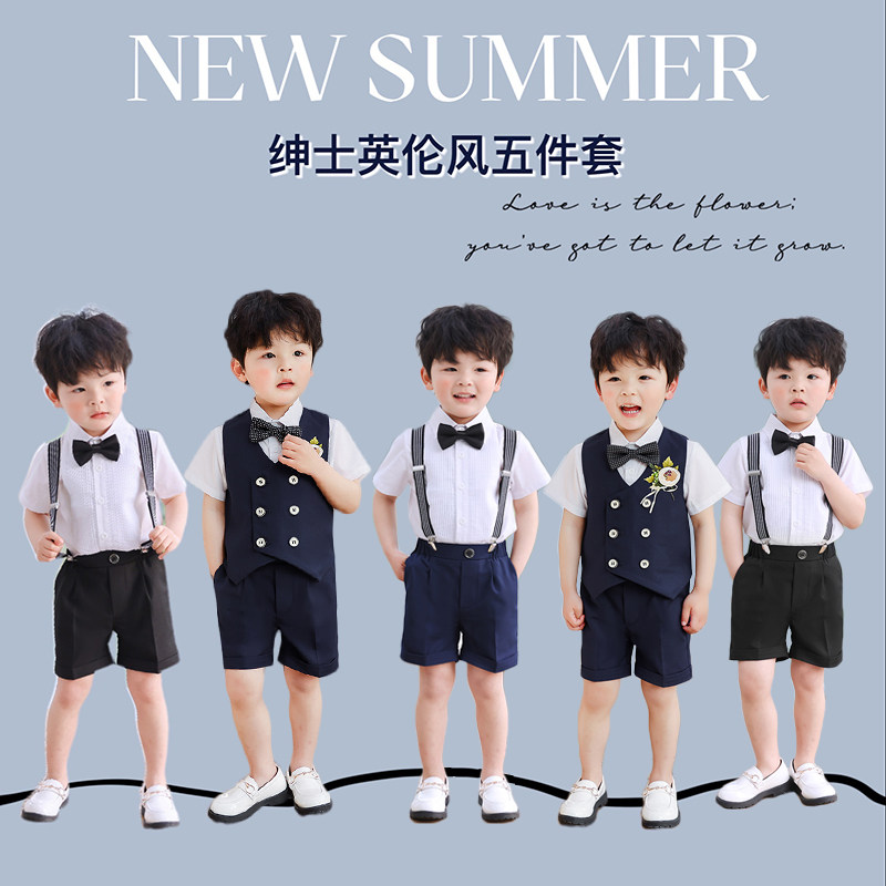 Children's dress boy suit summer host clothesSummer clothesBoy boy with panties piano show suit