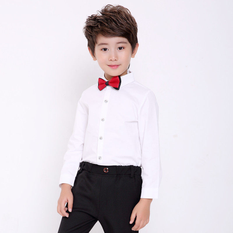 Boy white shirt long sleeve black shirt and casual boy children's clothing in childhood clothing new