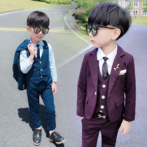 Childrens suit boys small suit suit autumn and winter plus velvet padded boy flower girl dress Korean handsome British