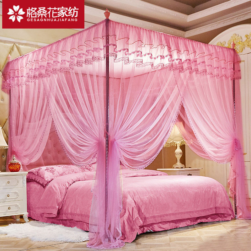 Three-door mosquito net home bracket fixed to the floor 2021 new suspended ceiling type convenient removal and washing-free installation summer