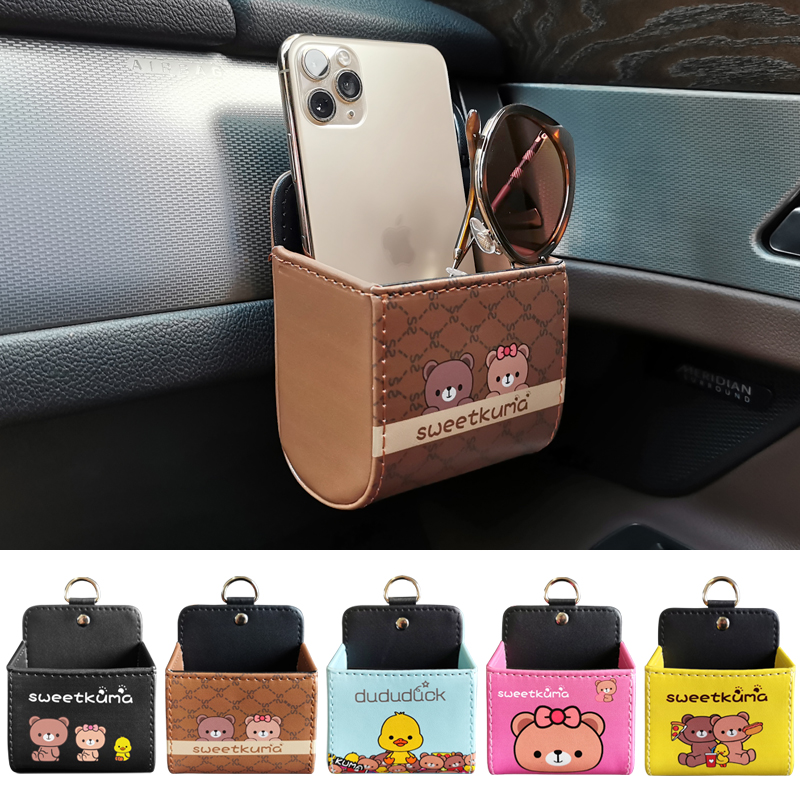 Vehicular air conditioning AIR OUTLET DISPOSAL BAG CARTOON CUTE CAR CONTAINING DEBRIS BARREL CAR MOBILE PHONE HANGING BAG STORAGE BOX