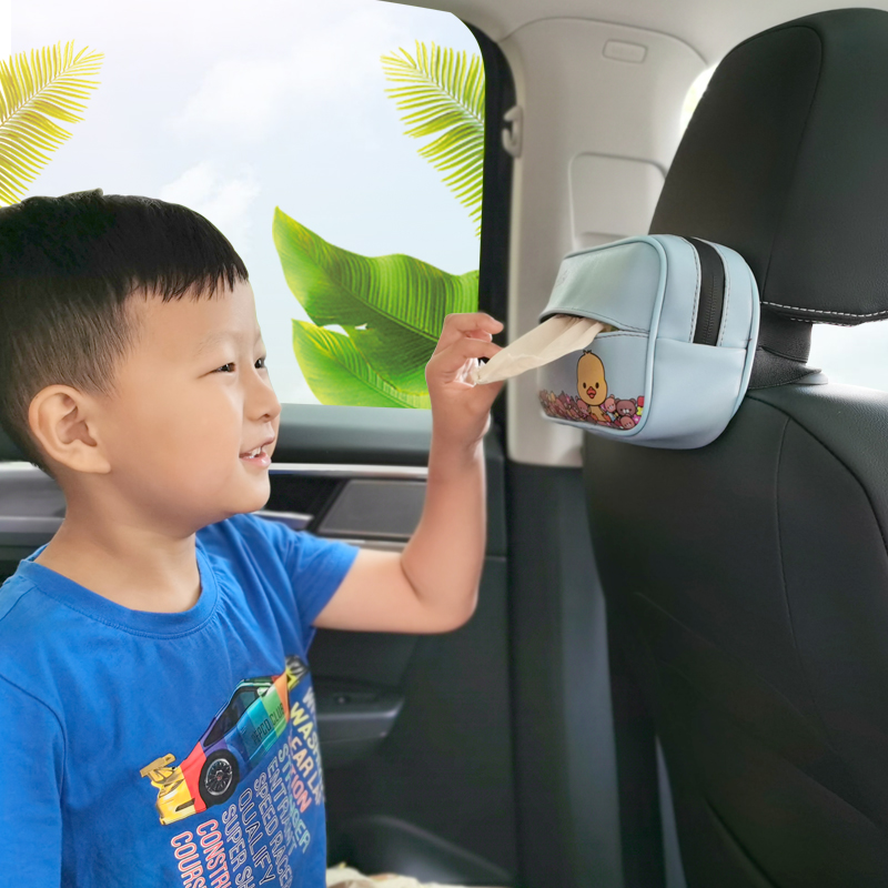 Car towels box Creative hanging armrests box fixed cartoon cute visor back delicate paper towel box cover