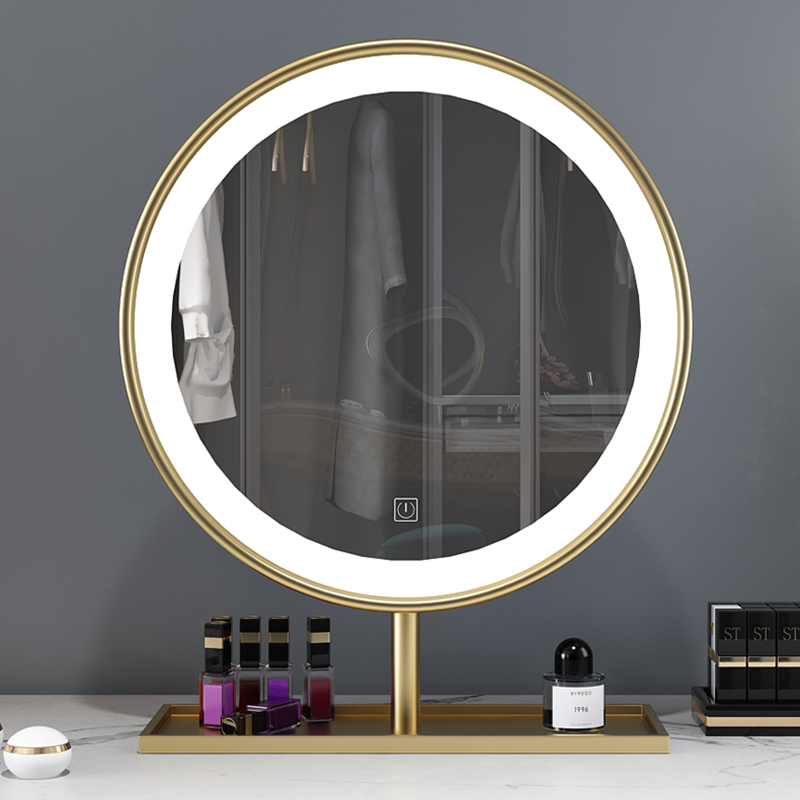 LED desktop mirror Bedroom makeup mirror Simple modern makeup mirror Desktop mirror HD makeup table mirror glow