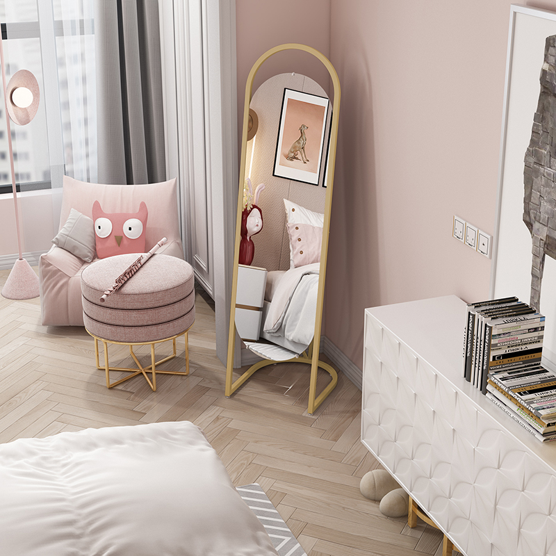 Net red Nordic full-length mirror multifunctional floor-to-ceiling movable full-body mirror full-body mirror simple home bedroom girl