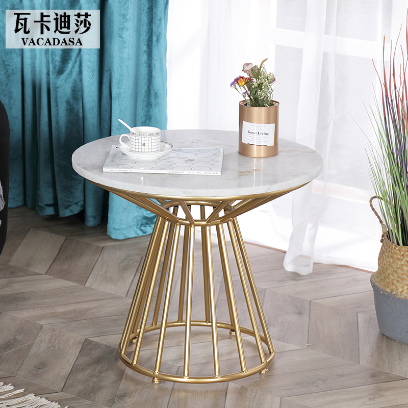 Nordic marble tea table simple modern small family living room sofa several round iron creative designer