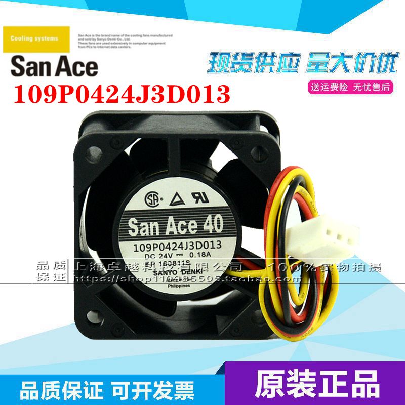 Original Sanyo 109P0424J3D013 4028 24V 0.18A 4CM3 Wireband Detection Inverter Fan