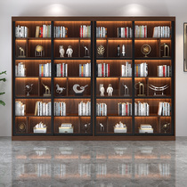 Sliding door bookcase bookcase glass door minimalist modern bookcase integrated by wall storage combinable cabinet with lamp customisation