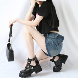 JuicePark Pufpy Cake Juvenile Boots 2022 Лето новая полая ярко -лапша высокая каблука.