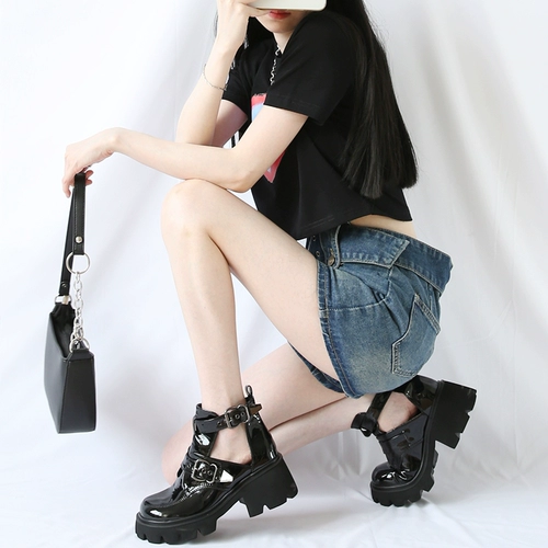 JuicePark Pufpy Cake Juvenile Boots 2022 Лето новая полая ярко -лапша высокая каблука.