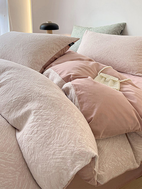 Yalu pure cotton three-layer gauze bed four-piece set 2024 new high-end cotton quilt cover bed sheet three-piece bedding set