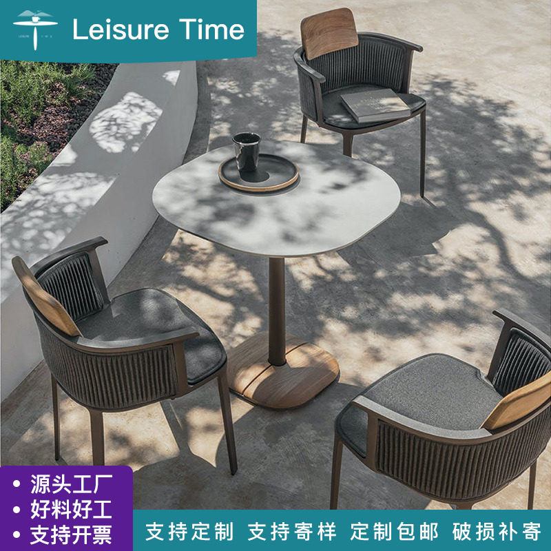 Designer Outdoor Casual Table And Chairs Kit Combined Patio Waterproof Sunscreen Chair Three Sets Open-air Bar Chair Bar-Taobao