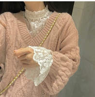 Кружевной приятный телу свитер, подходит для полных девушек, большой размер, высокий воротник