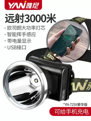 Yani 725 induction headlamp strong light rechargeable ultra-bright head-mounted flashlight fishing outdoor long battery life USB mine lamp